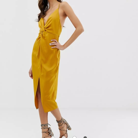 ASOS Dresses & Skirts - ASOS midi strappy cami dress w/ knot front plunge